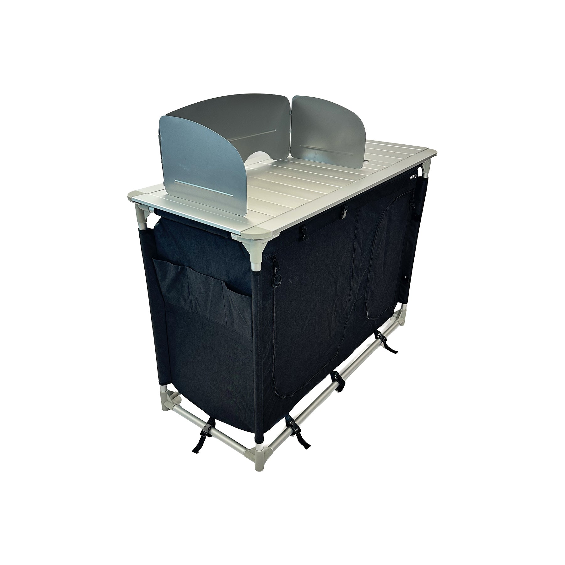 Silver Camping Kitchen Cupboard + Sink