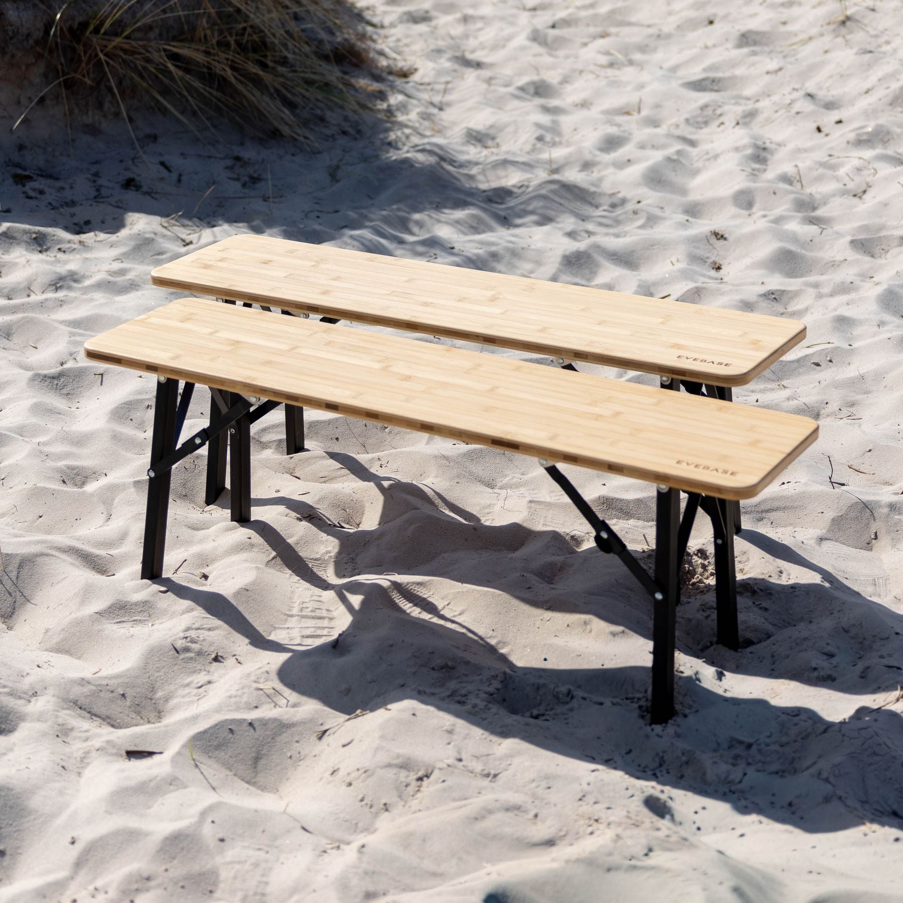 EveBase Flex Bamboo Camping Bench 100 (2-pack) | Foldable Seating